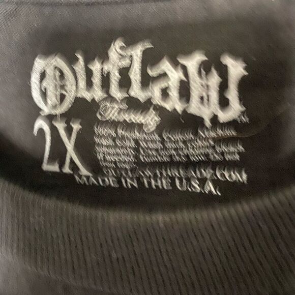 OUTLAW THREADZ Men’s Black T Shirt Size 2XL - Picture 2 of 3